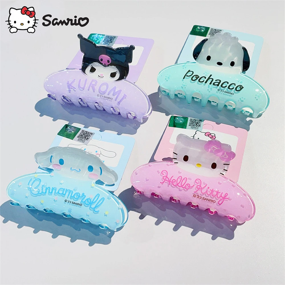 Kawaii Sanrio Y2K Anime Hello Kitty Hair Clip Cute Kuromi Cinnamoroll Acrylic Girl Big Clip Hair Bun Student Hairpin Hair Gift