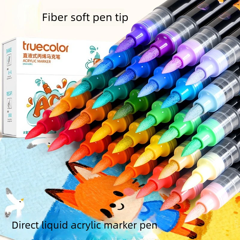 

24 Colors Acrylic Paint Markers Direct Ink Non Toxic Odorless With Storage Case For Professional Painting Sketching And Design