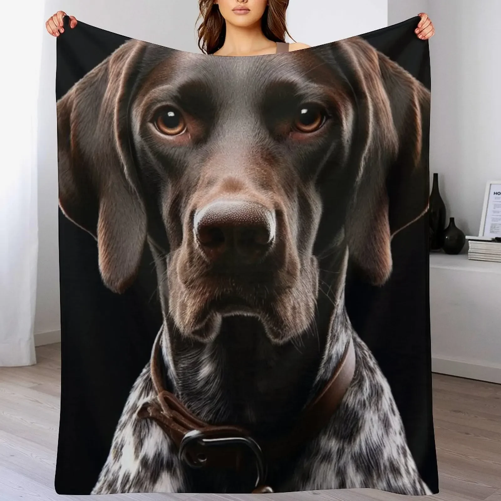 Realistic German Shorthaired Pointer Pawtrait Throw Blanket Hair Custom Sleeping Bag Blankets