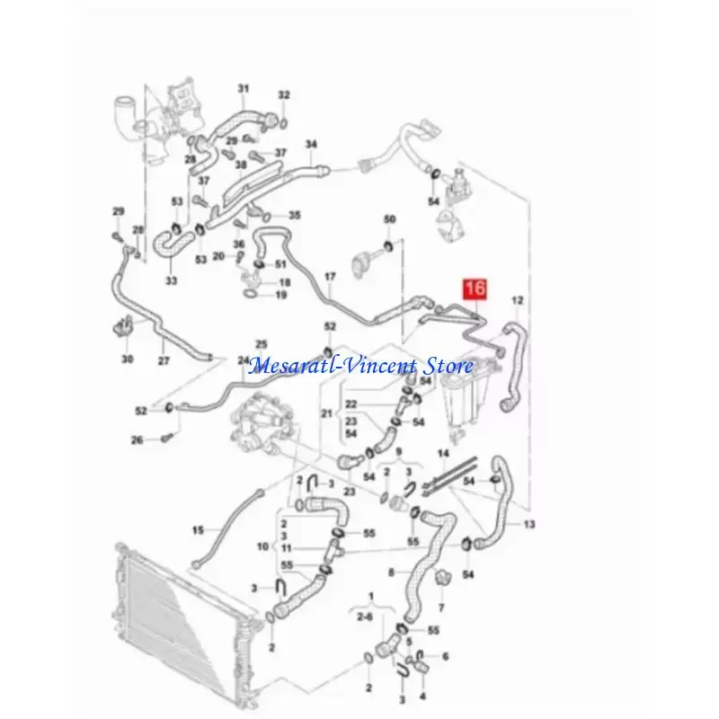 A70F 95B121447A 수레 2013-2015 리턴 라디에이터 파이프 자동차 액세서리