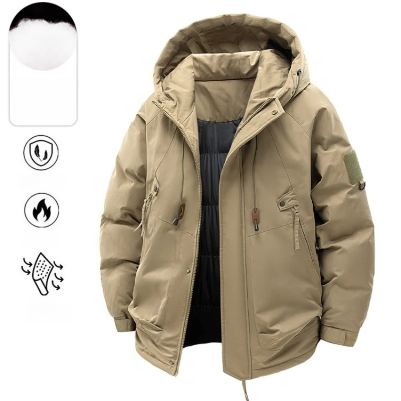 معطف رجالي سميك مبطن بالقطن، نمط ملابس العمل في الهواء الطلق، يحافظ على الدفء في موسم الخريف والشتاء.