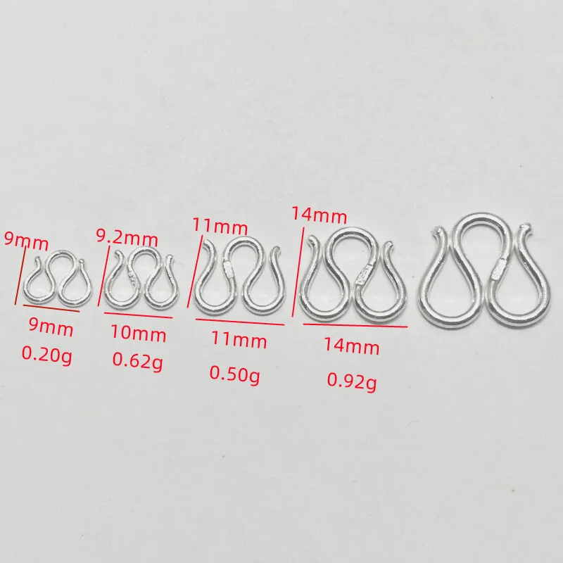 1 Piece Solid 925 Sterling Silver M Shape Clasp Hook Open Buckle Both Side for Necklace Bracelet DIY Accessories Supplies Making