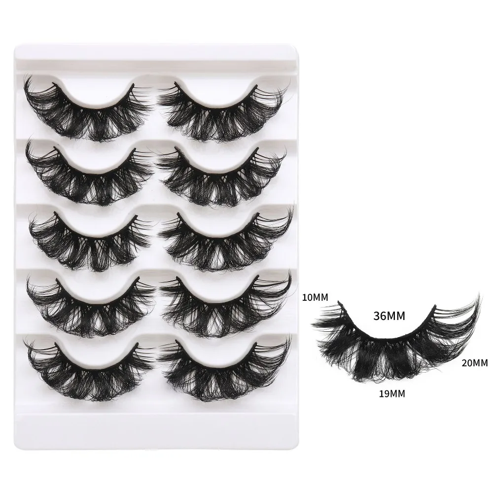 5Pairs Lashes Extension Whole Cluster Eyelashes Makeup Long Lasting Fluffy False Eyelashes Dense Reusable D Curled Eyelashes