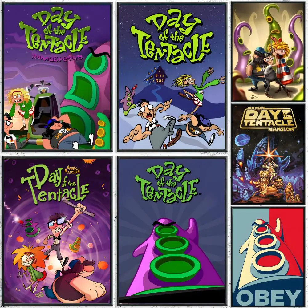 Day of the Tentacle Classic Vintage Poster HD Waterproof Wall Decal for Study, Living Room & Garage, Great Gift for Fans