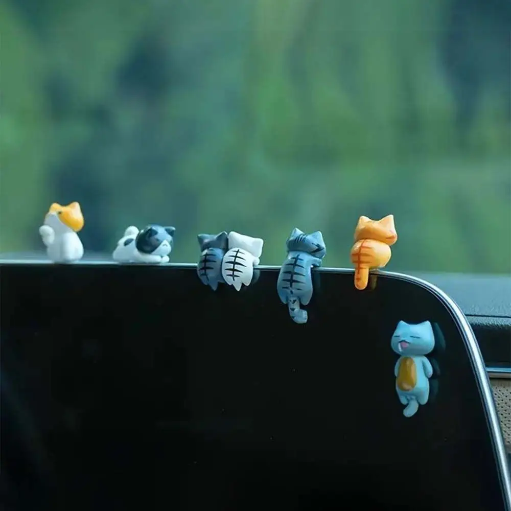 Model Cat Figurines Micro Landscape PVC Screen Edge Decor Cartoon Computer Decoration Car Dashboard Ornament Center Console