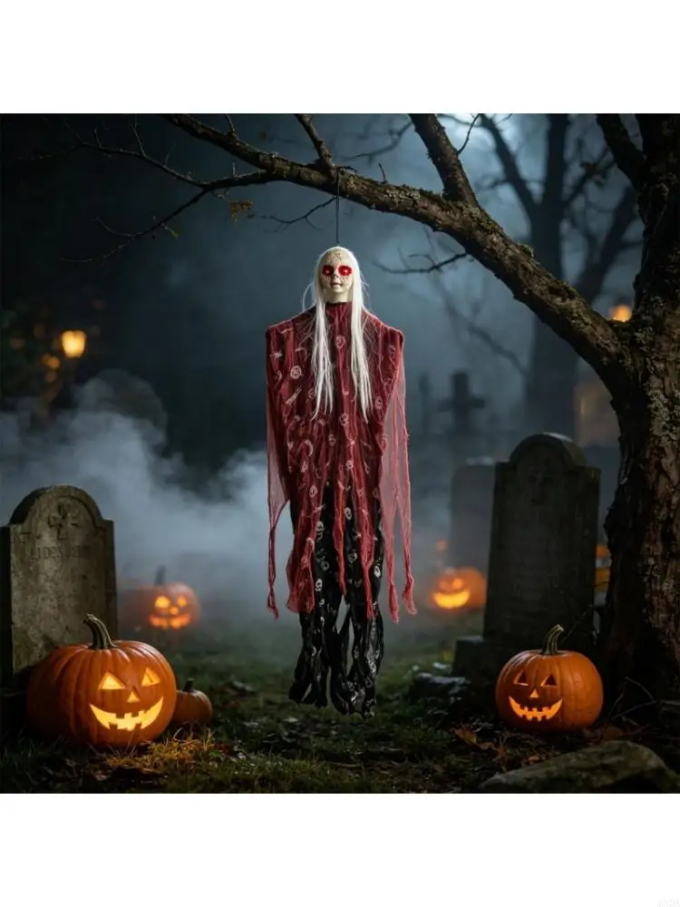 Halloween Hanging Skeleton Decoration with Tool-Free Setup Loop for Displays 6XDA