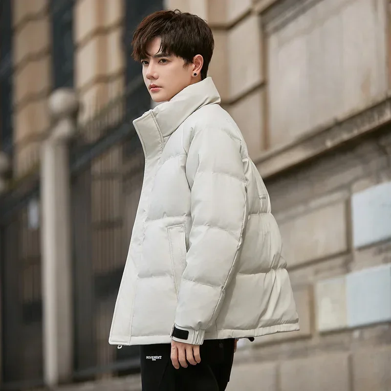 COZOK men's winter new style stand collar down jacket white duck down simple warm jack all-match solid color coat new clothes