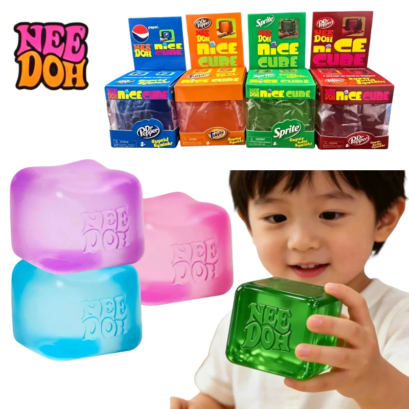

Nee Doh Nice Cube Squishy Toy Soft Jelly Texture Sensory Stress Relief Gift for Kids and Adults