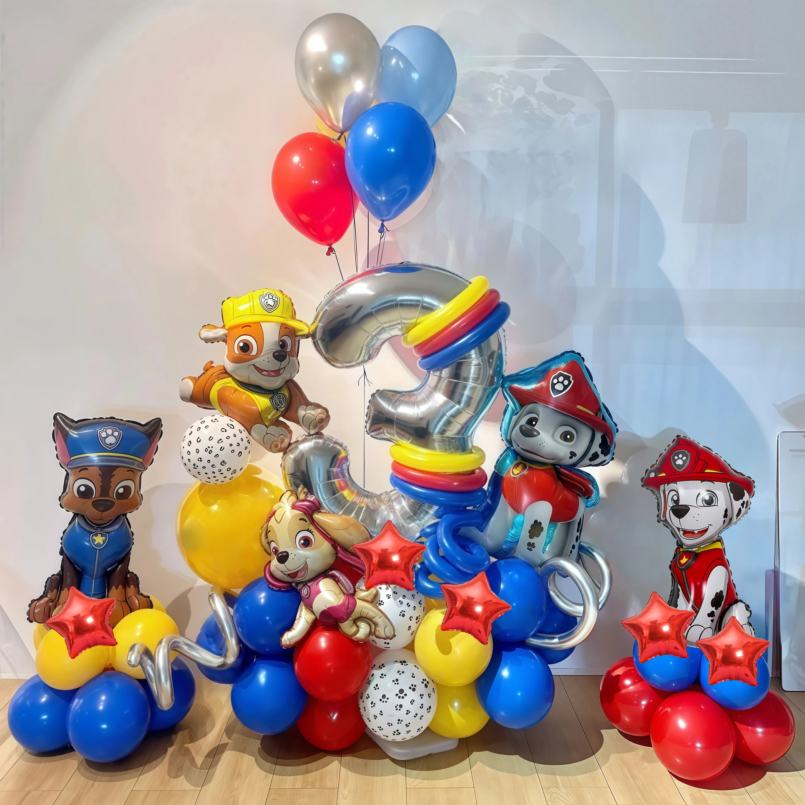 67 pçs dos desenhos animados pata patrulha tema folha balão número balão crianças festa de aniversário decoração presente do bebê festa perseguição skye balão