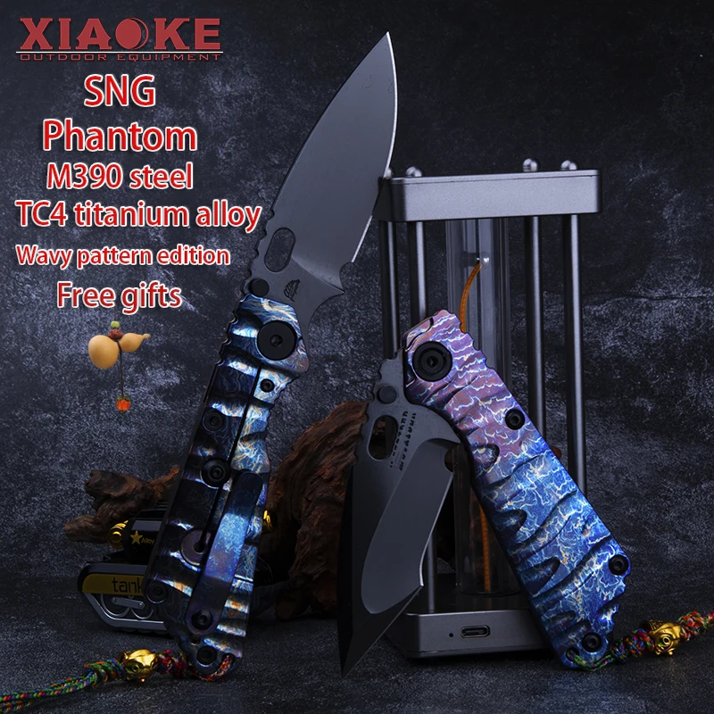 M390 TC4 Titanium Alloy Folding Knife with Nano DLC Coating Outdoor Jungle Survival Camping Pocket Knife EDC Gear Gift