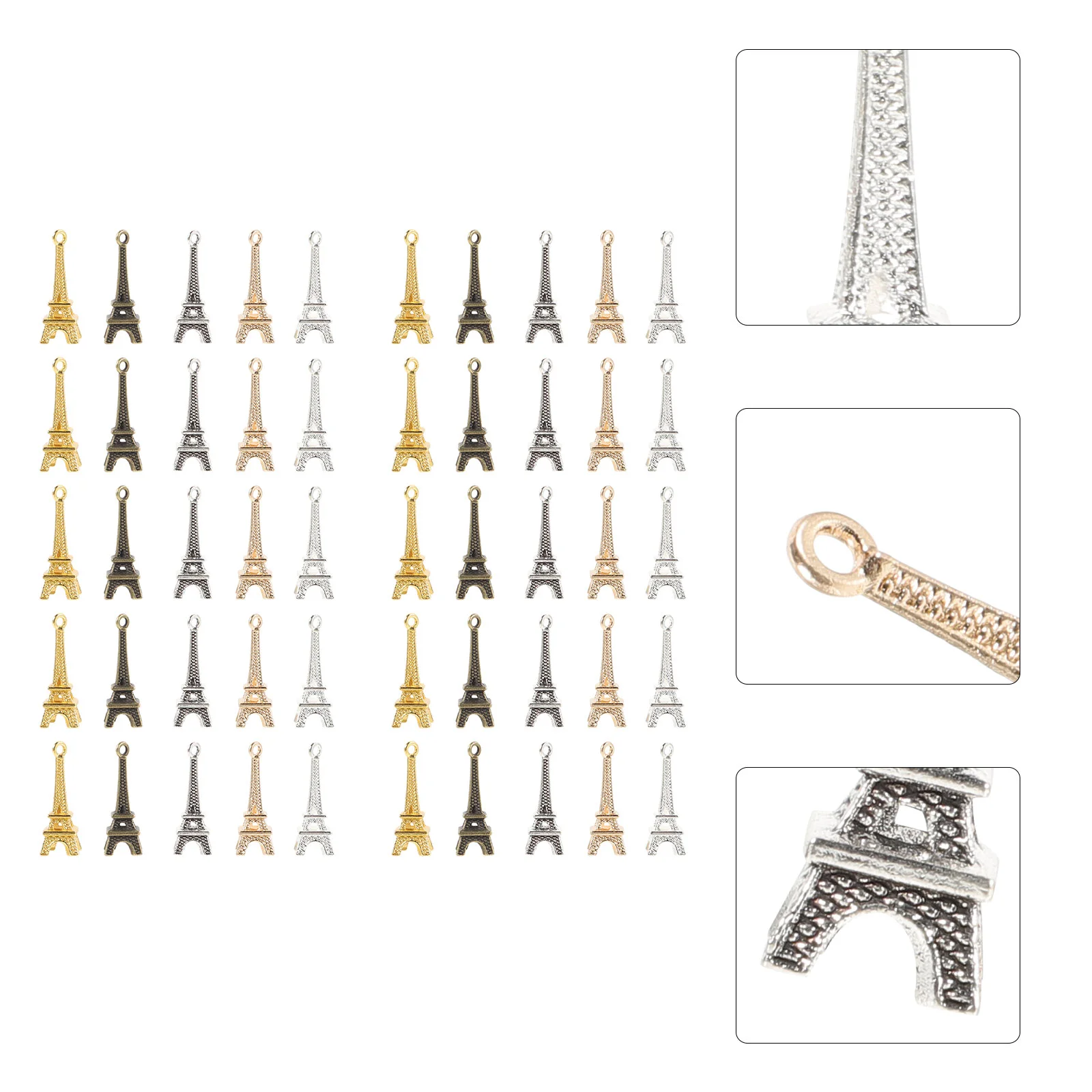 

60 Pcs Jewellery Eiffel Tower Pendant Keyring Mini Jewelry Accessories Hanging Alloy