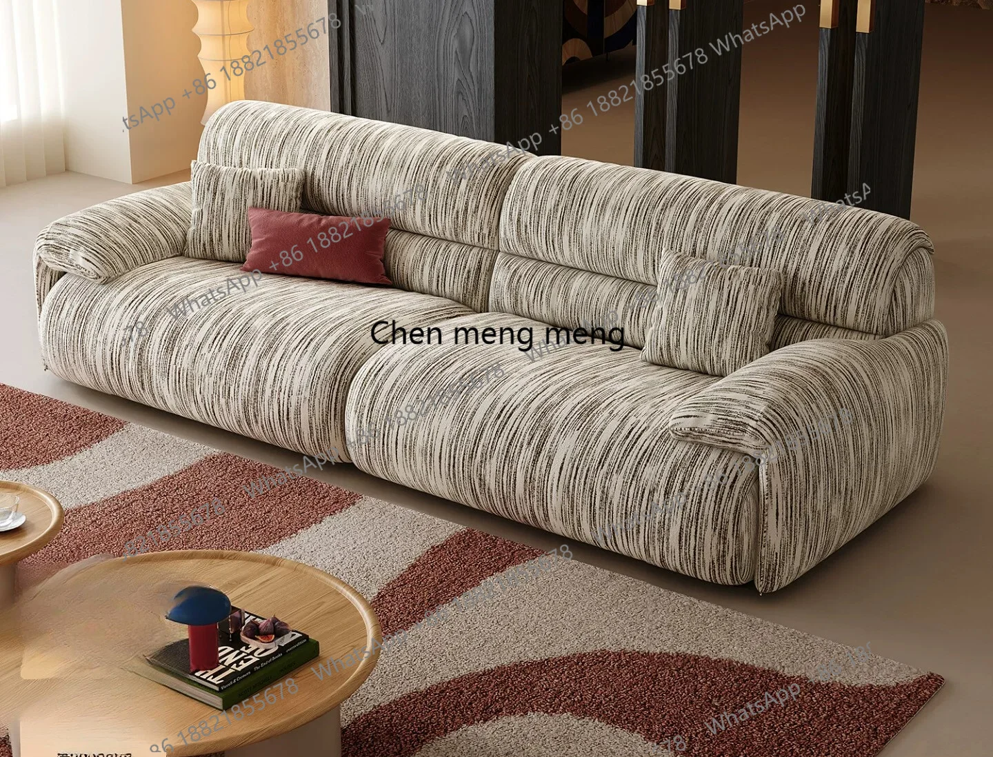 New elephant ear striped sofa living room modern simple retro style removable cotton and linen fabric sofa