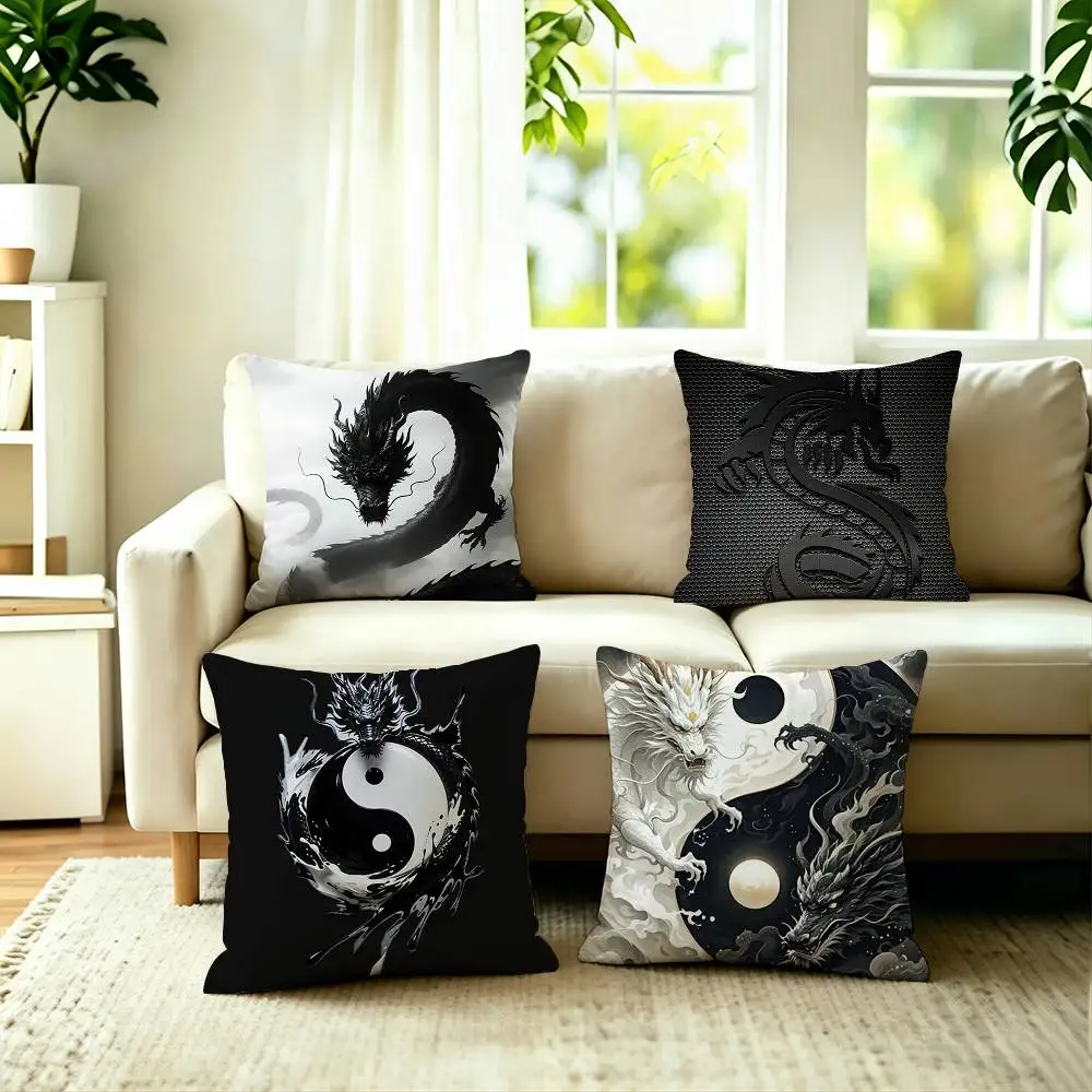 The S-Sacred Dragon Pillow Case Square Double-Sided Sofa Cushion Cover Bedroom Bedside Pillow