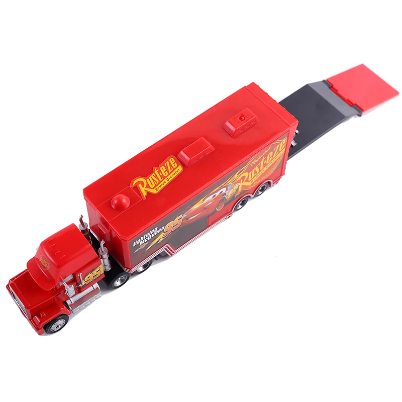 Auto Mack Truck Disney Anime Figure Lightning McQueen Racing pulcino Hicks modello The King Vehicle giocattoli per bambini regali di compleanno