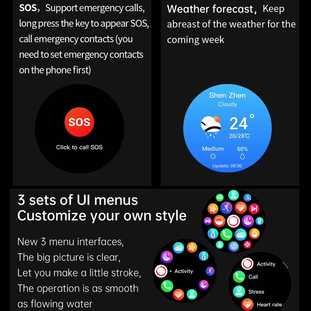 ساعة ذكية الرجال الأزرق الأسنان دعوة الصحة الدم الأكسجين رصد الرياضة مقاوم للماء الساعات الرجال Smartwatch اللياقة البدنية تعقب هدية SOS