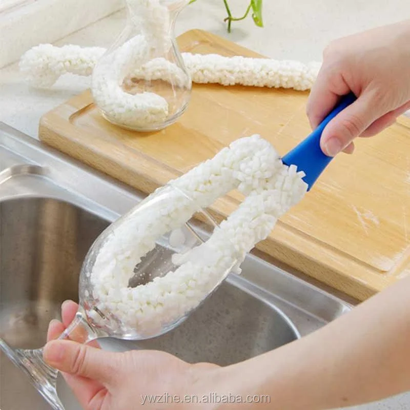 Cup Cleaning Brush, Long Neck Flexible Sponge Head, Wine Waker, Glass Goblet Cleaner, Multi-Purpose Brush
