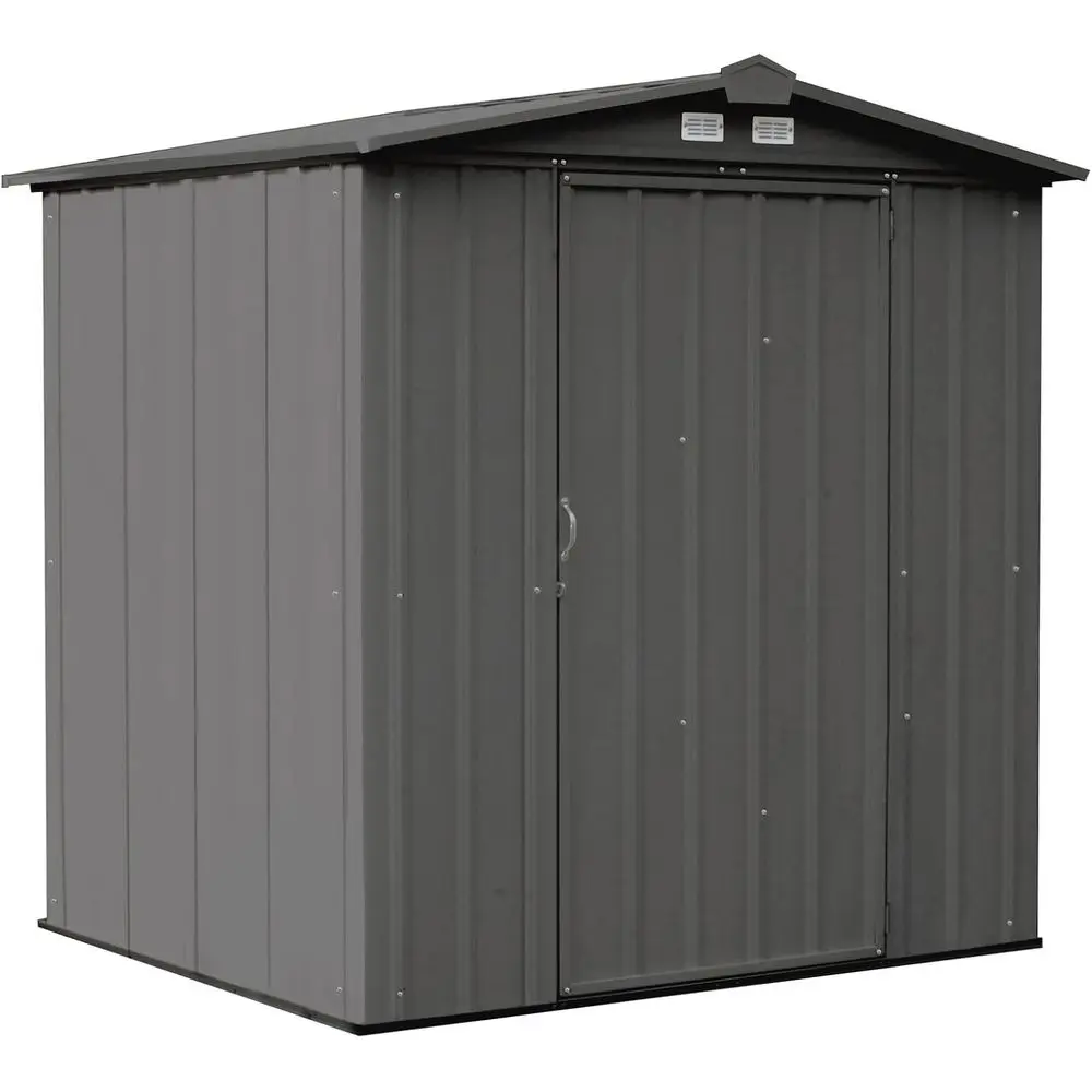 

Сарай для хранения 6' x 5' из оцинкованной стали с низким двускатным каркасом и коническим кровельным покрытием, цвет угольный