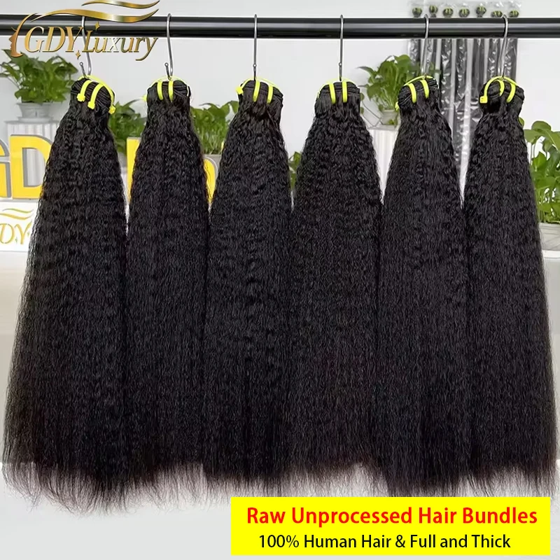 

13A Double Drawn Kinky Straight Hair Bundles 100% Human Hair Weave Bundles Vietnamese Raw Hair Yaki Natural Hair Extension Thick