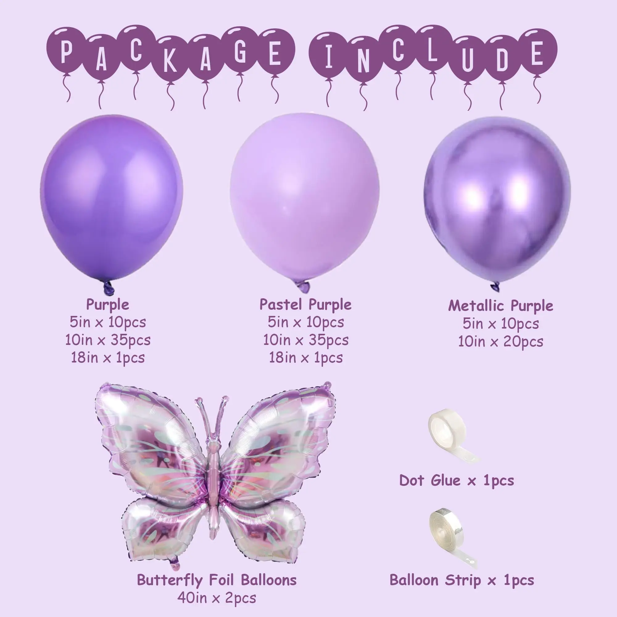 Butterfly Balloon Arch Garland Kit Purple Balloons with Foil Butterfly for Girl\'s Birthday Wedding Mother\'s Day Party Decoration