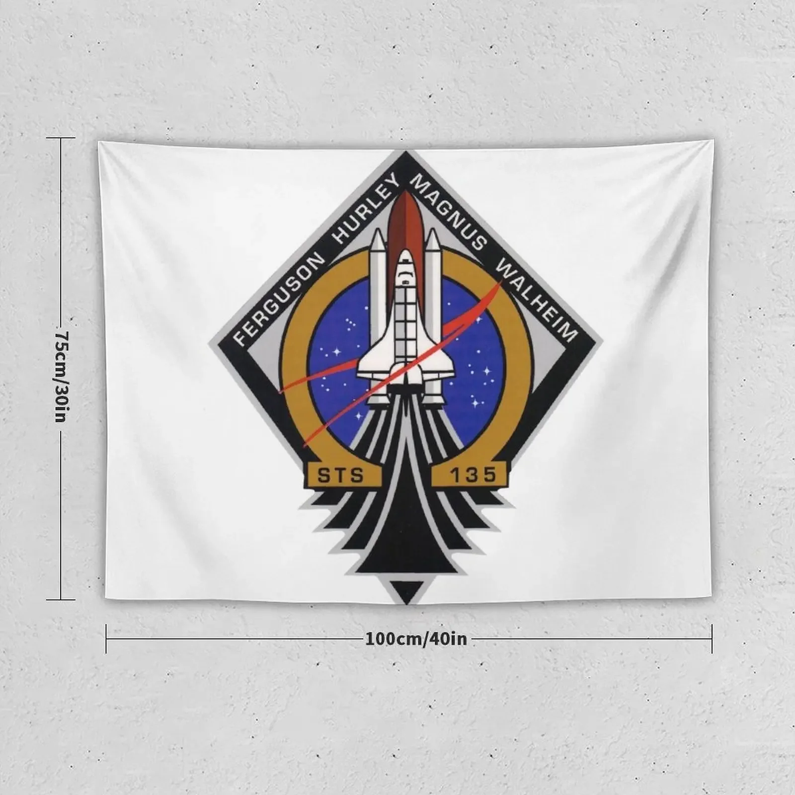 STS-135 Mission Patch Tapestry Wall Hanging Aesthetic Home Decor Tapestry