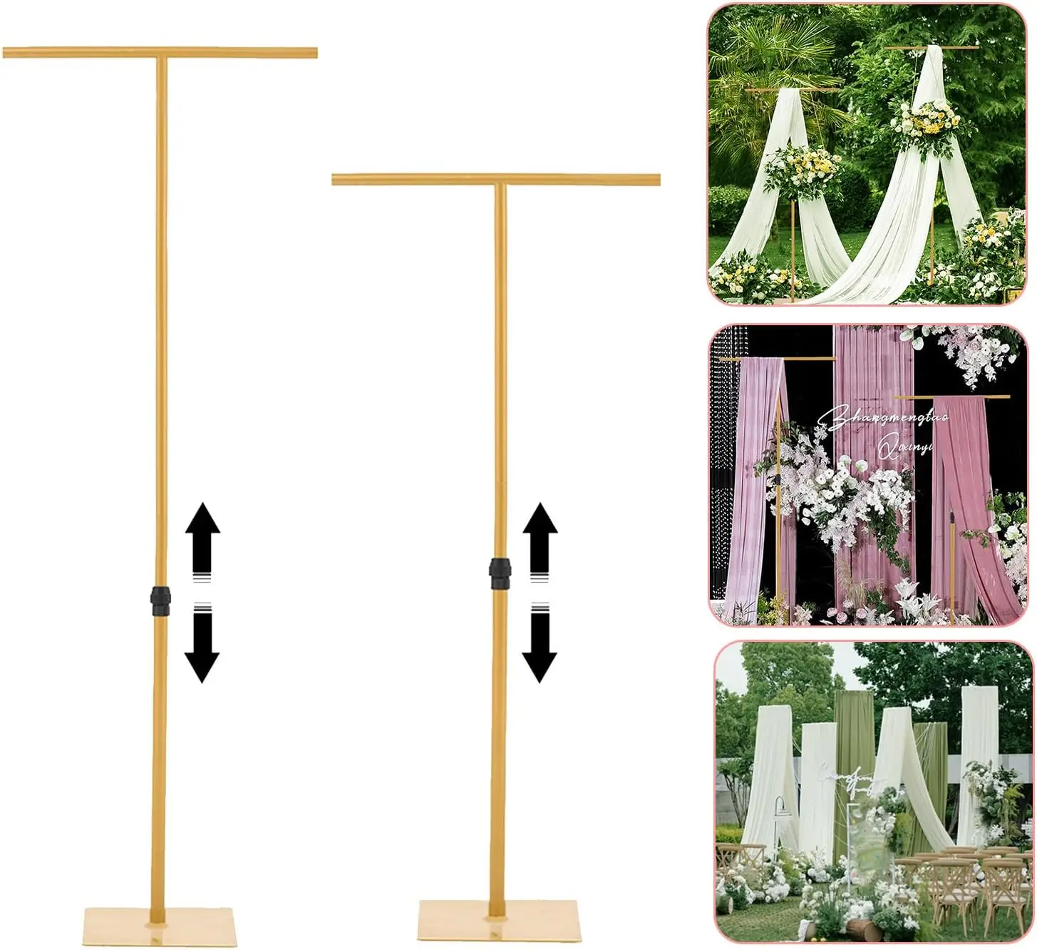 

Two piece background stand suitable for parties/weddings, height adjustable - Heavy metal background stand decoration suitable