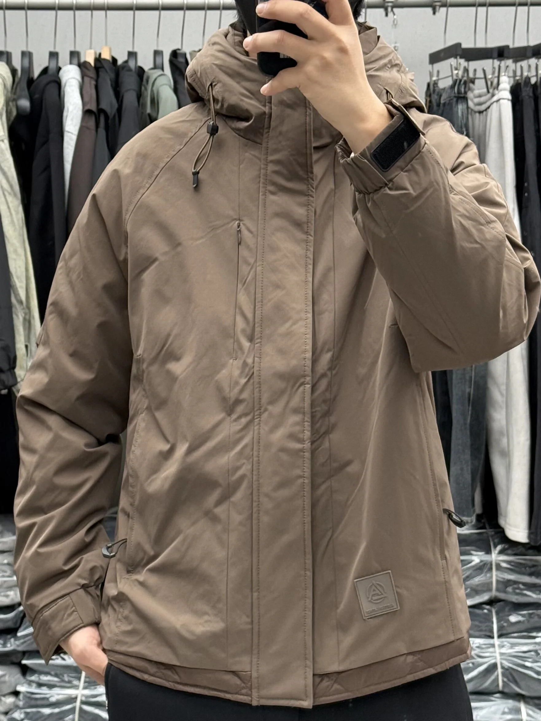 

American Sle Outdoor High-End Patchwork Thiened Hooded Workwear down Jaet Men's Winter Warm Casual Windbreaker Coat Trendy