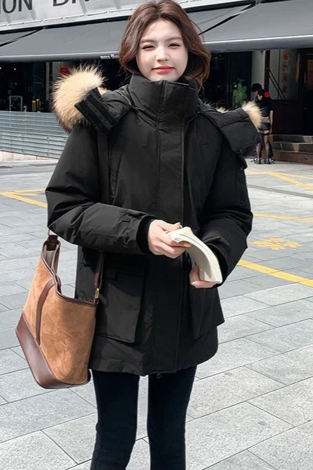 

2026 Зимняя новая женская пуховая хлопковая куртка, свободная ветрозащитная рабочая одежда с капюшоном, куртка-паркер