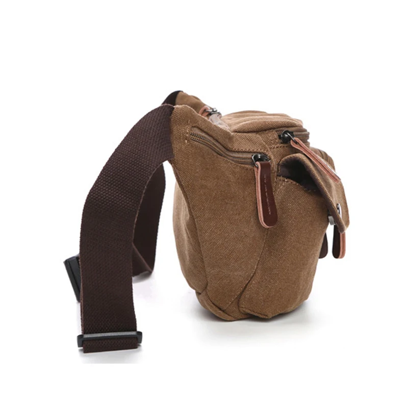 Fashion Casual Canvas Waistpack Chest Bag Men's and Women's Solid Color Zipper Versatile One Shoulder Crossbody Backpack Outdoor