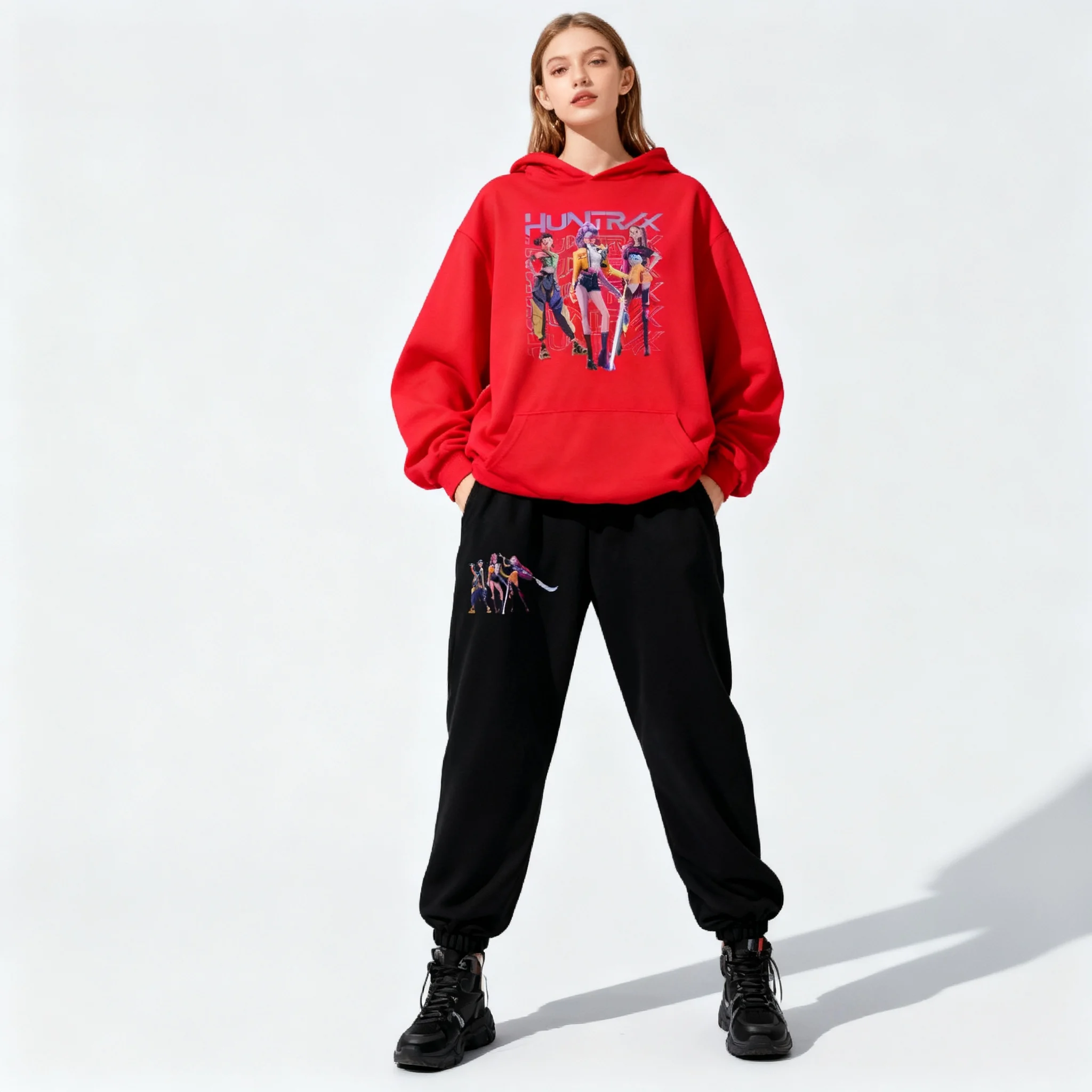 

2025Autumn and Winter Anime Movie KPOP Witch Hunt Sweet Cool Hoodie Set Oversized Adult Women Children Korean Western Street Set