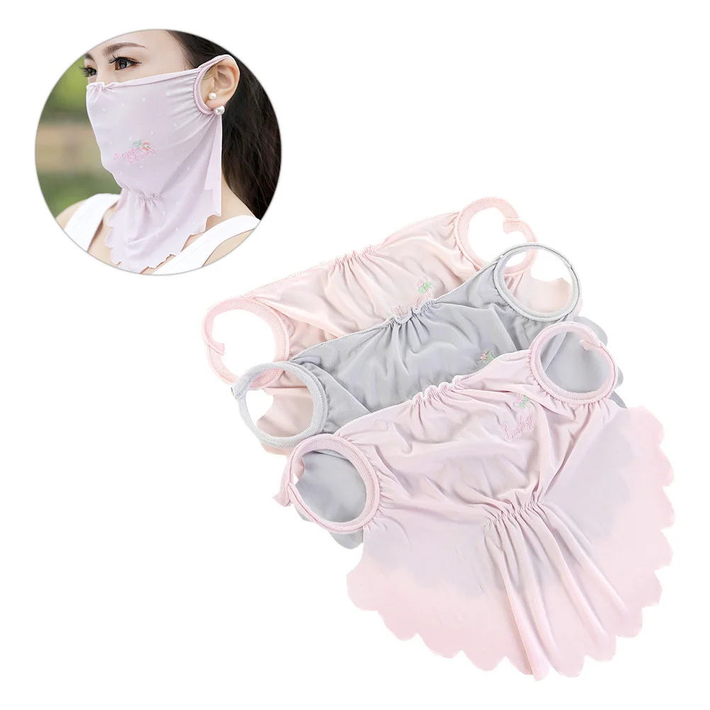 

3Pcs Sunscreen Neckerchief Breathable Face Protector Riding Scarf Windproof Dustproof Exquisite Workmanship Unisex All Day Wear