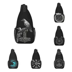 Thor Hammer Mjolnir Mit Odin Ravens Sling Brust Tasche Nordischen Viking Gott Schulter Crossbody Rucksack für Männer Reisen Daypack