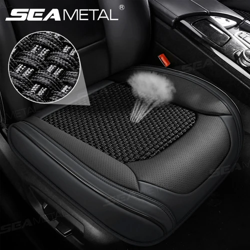 Imagen 1 del producto SEAMETAL-funda transpirable para asiento delantero de coche, cojín de asiento refrescante de seda de hielo, Protector Universal para asiento de coche antiarañazos completamente envuelto