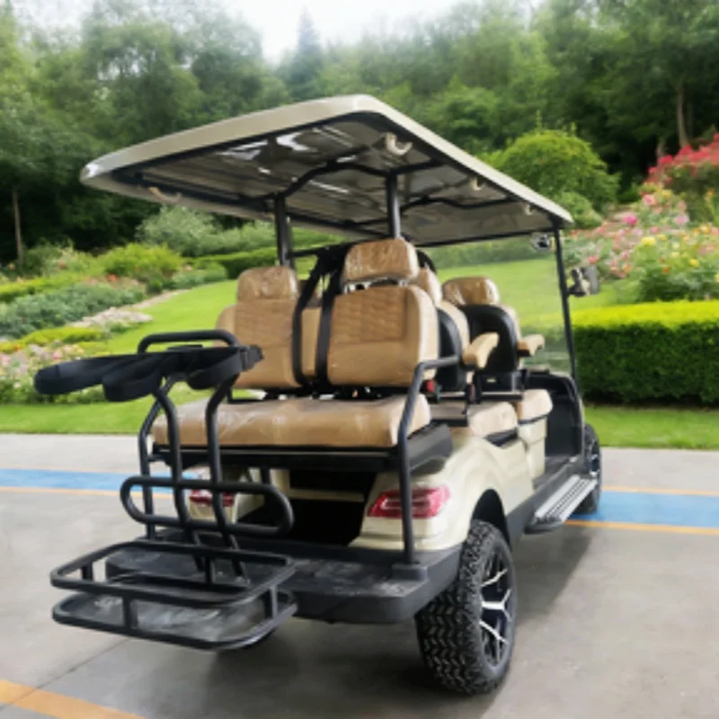 High-Power Electric Golf Cart 5KW Motor 6 Comfortable Seats Street Legal Brown High-End Seats Armrests Gear Adjustment