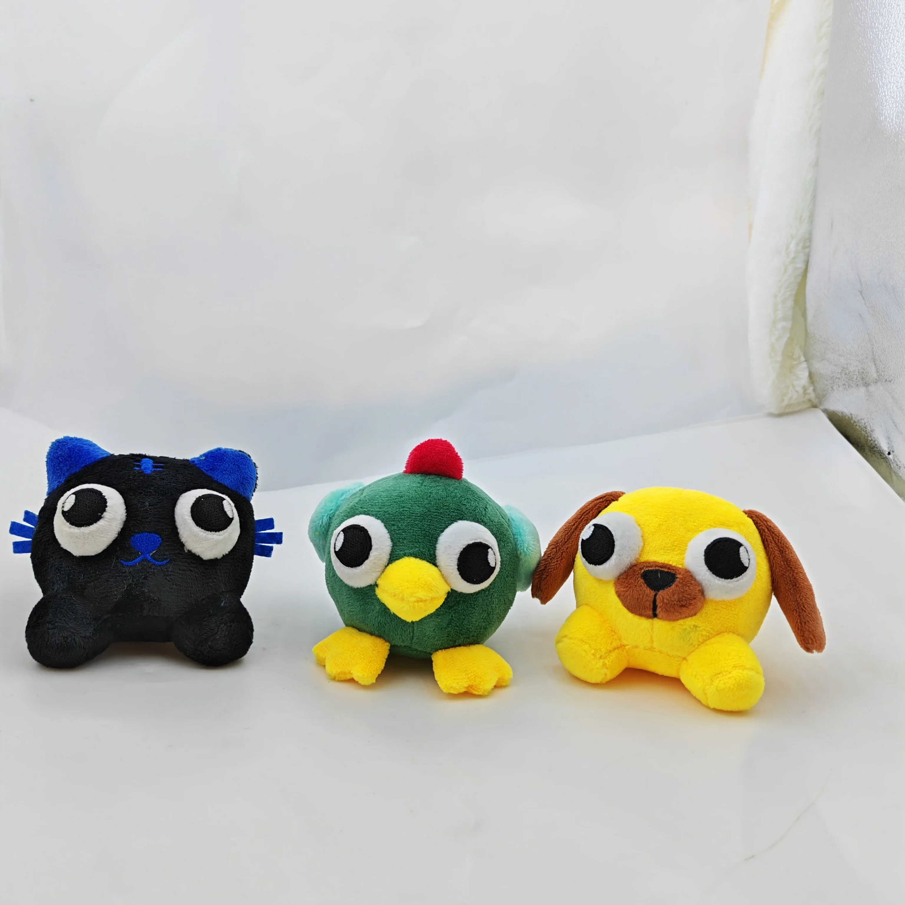 Cartoon Big Eyes Yeeps Plush Toy Soft Stuffed Dog Green Chick & Black Cat Lovely Gift for Boys & Girls
