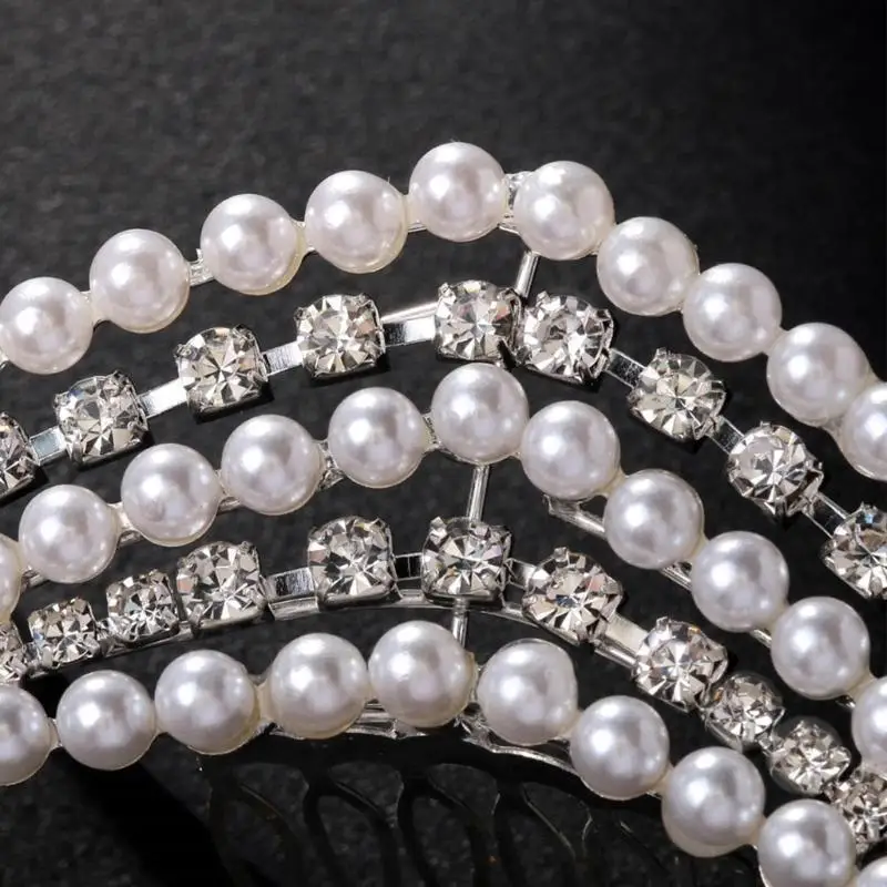

50LE Elegant Rhinestones Pearls Princess Headpieces Pageant Prom Party Wedding
