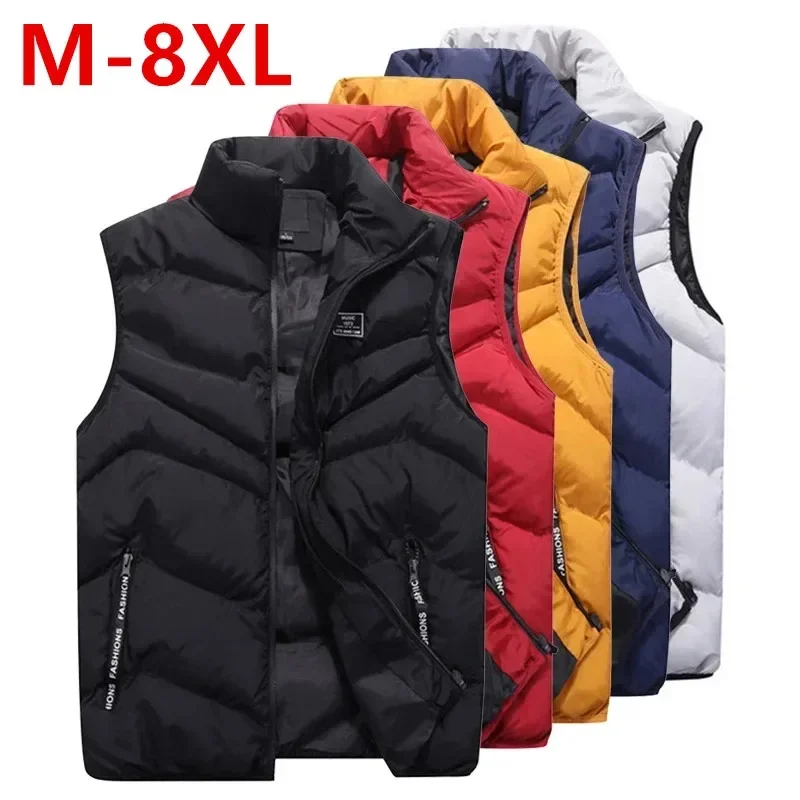 

8XL 7XL Plus Size Vest Men Brand Jacket Sleeveless s Winter Jackets Man Casual Coats 's Cotton Thicken Waistcoat