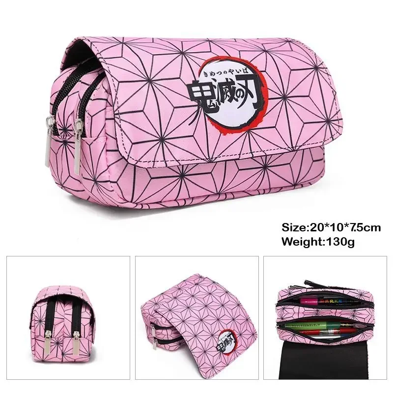 3D Peripheral Anime Ghost Slayer Double-layer Pencil Bag for Elementary and Middle School Students Cartoon Pencil Bag