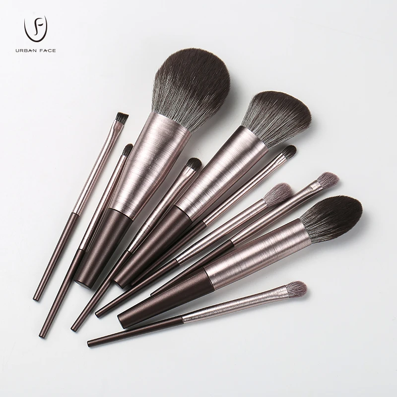 

Makeup Brushes Set 10pcs with Leather Bag Powder Blush Eyeshadow Eyebrow Brush Soft Hair Cosmetic Makeup Tool