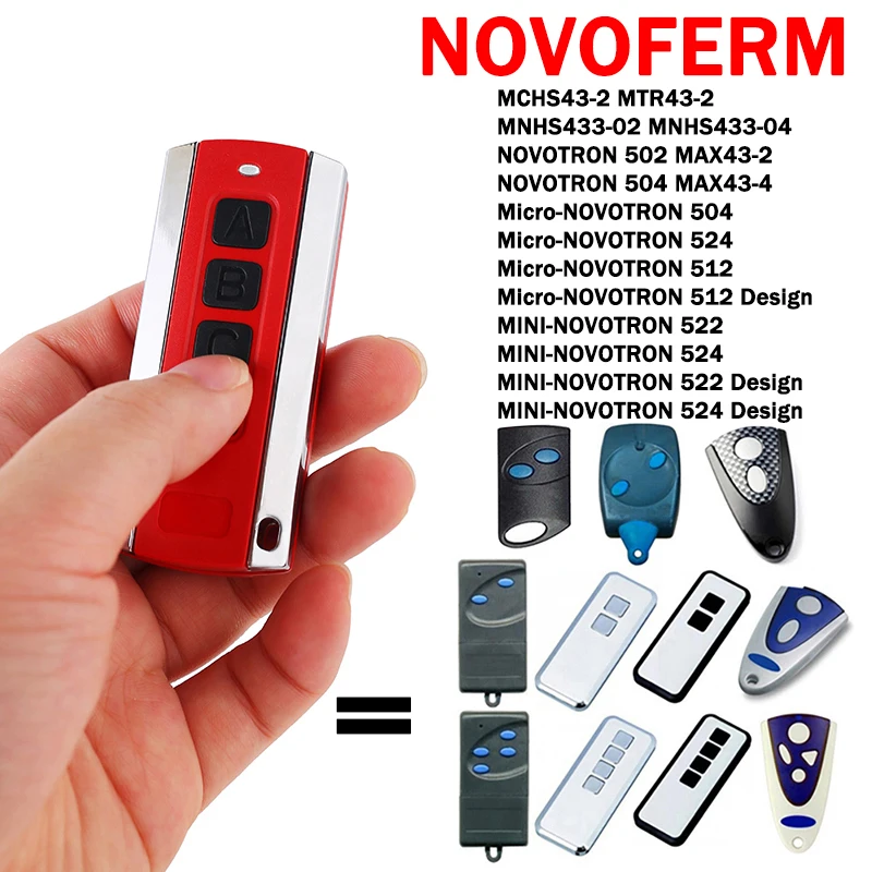 NOVOFERM 522 524 NOVOTRON 502 MAX43-2 504 MAX43-4 MNHS433 02 04 MCHS43 Remote Control Garage Door Opener 433.92MHz Rolling Code