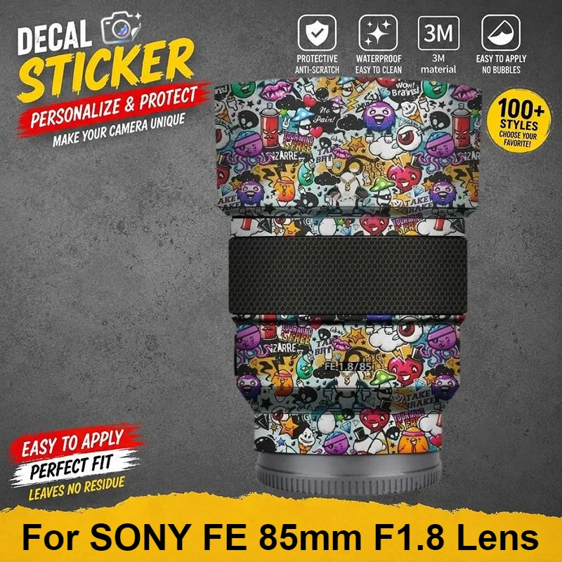 For SONY FE 85mm F1.8 Lens Skin Sticker Premium Vinyl Wrap Stylish Protective Decal Anti-Scratch Cover FE1.8\85 Color blocking