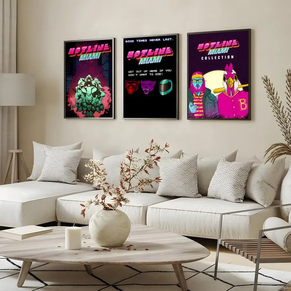 Game Hotline Miami Poster canvas wall art print wall painting home decor living room bedroom wall picture