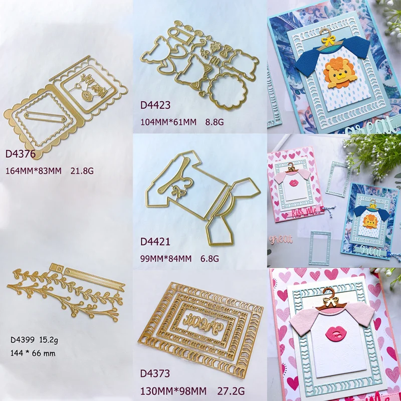 Troqueles de corte de metal para perchas de ropa de bebé, decoración de bebés con motivos animales, troqueles de marco de encaje para álbumes de recortes DIY, tarjetas de felicitación para baby shower.
