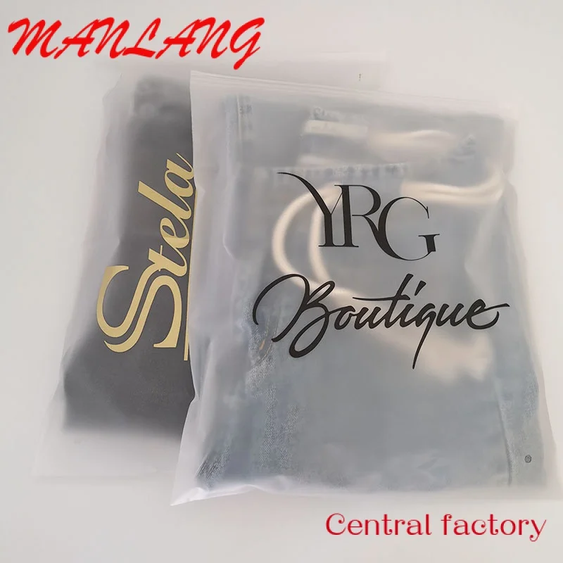 Custom  Custom logo plastic zipper bag T shirt clothes frosted package reusable ziplock bag for package