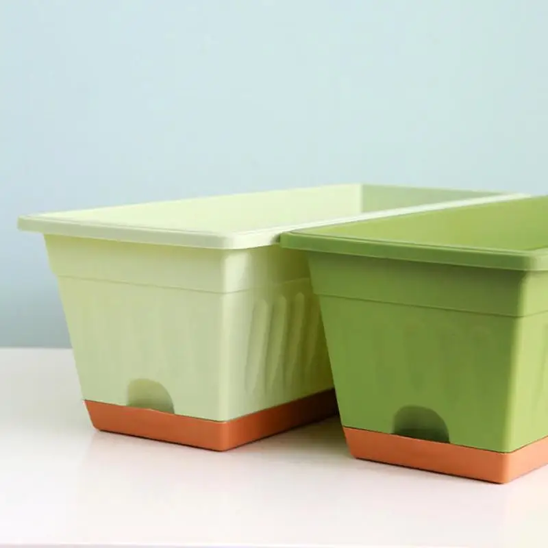 Rectangle Plastic Flower Box 1Pcs With Drainage Modern Simple Planter For Indoor Outdoor Patio Window Display