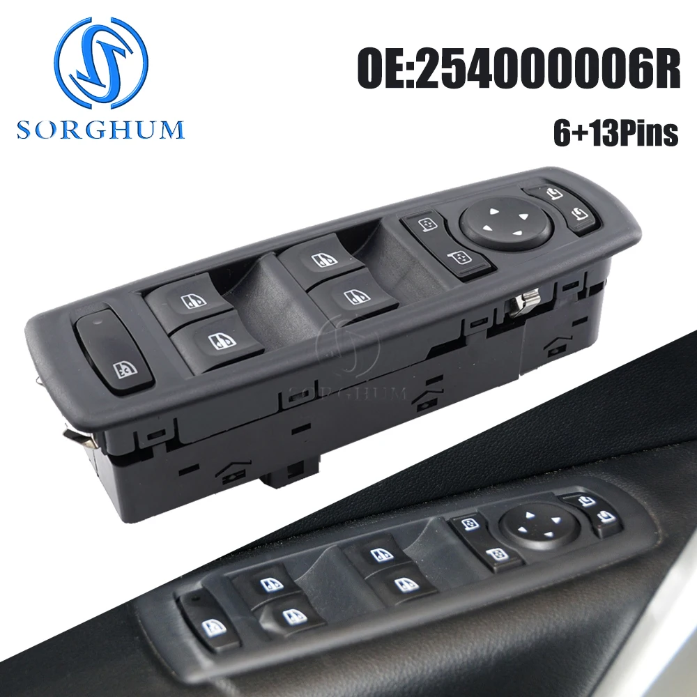 SORGHUM Car Master Power Window Switch Window Lifter Control Button For Renault Fluence 2008-2016 254000006R 7700817337 13+6Pins