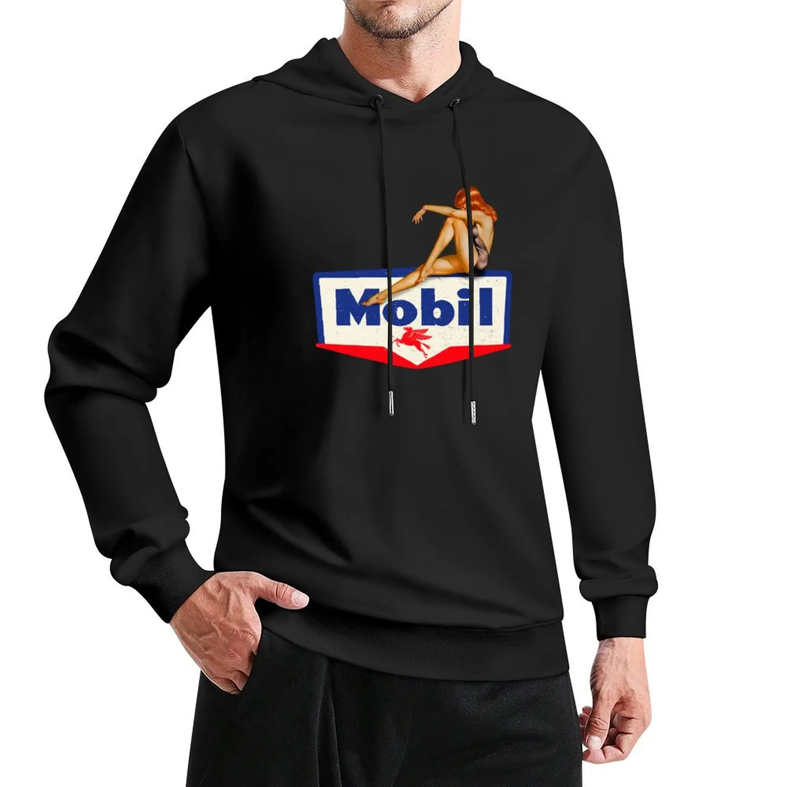 

Mobil pin up vintage sign Pullover Hoodie japanese style anime clothing men's clothes graphic hoodies