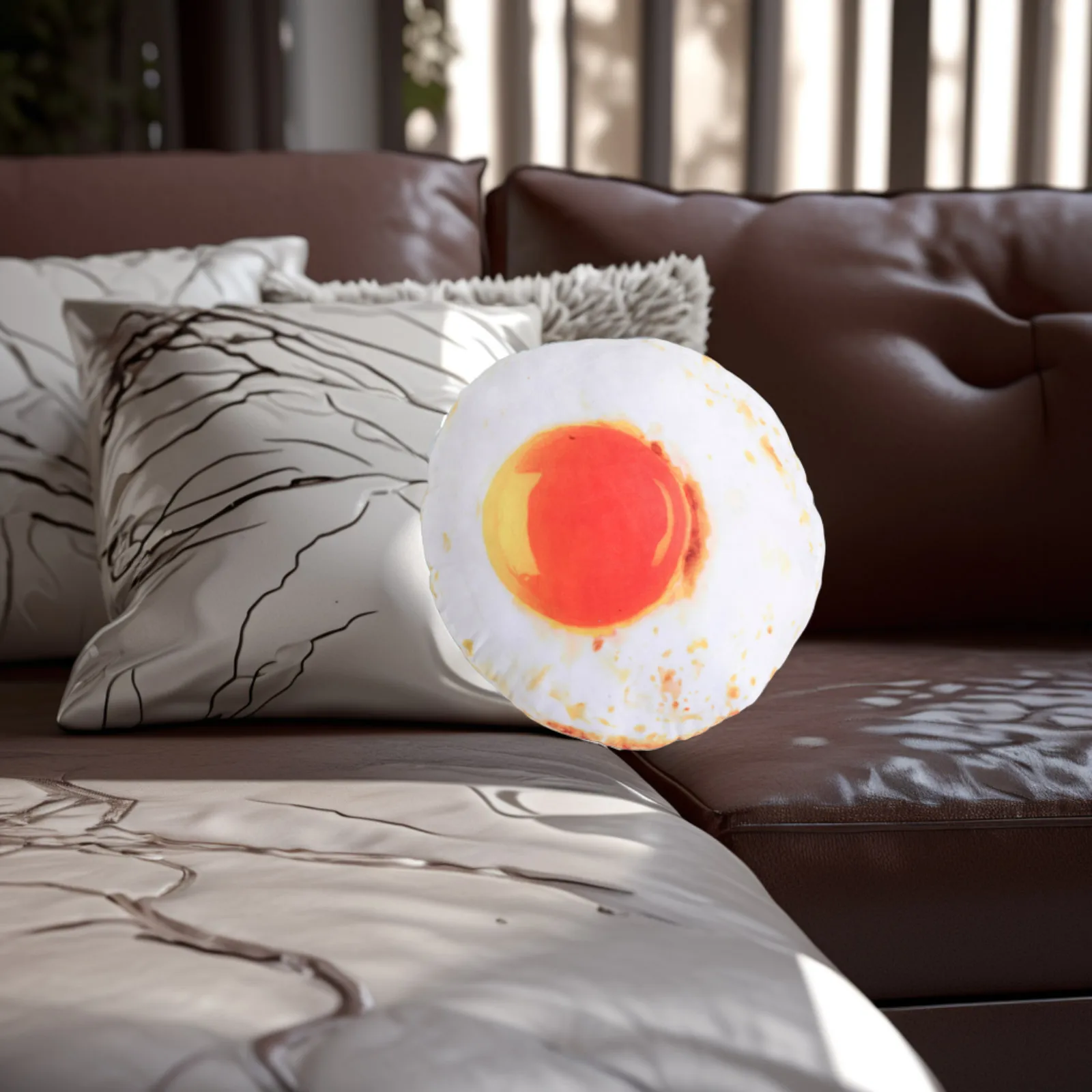 

Simulated Omelette Pillow Food Egg Dog Toy Green Vegetables Pp Cotton Decorative