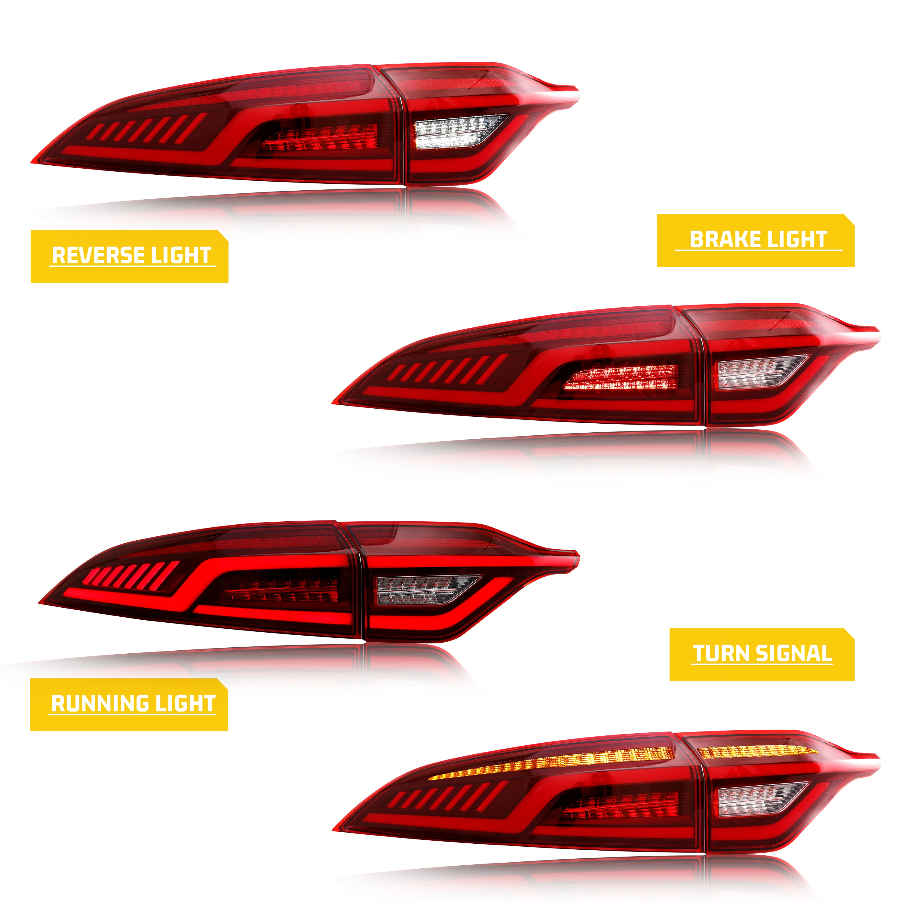 Lampu belakang LED & lampu ekor untuk Toyota Corolla 2020-2023 mulai animasi DRL Sequential lampu belakang Rakitan