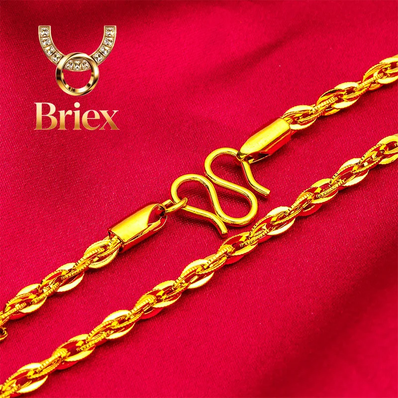 

Briex Jewelry 24K Gold AU999 Unisex New Braided Necklace - 3D Braided Chain, Polished Gold Glamour, Couple Style Luxury Versatil