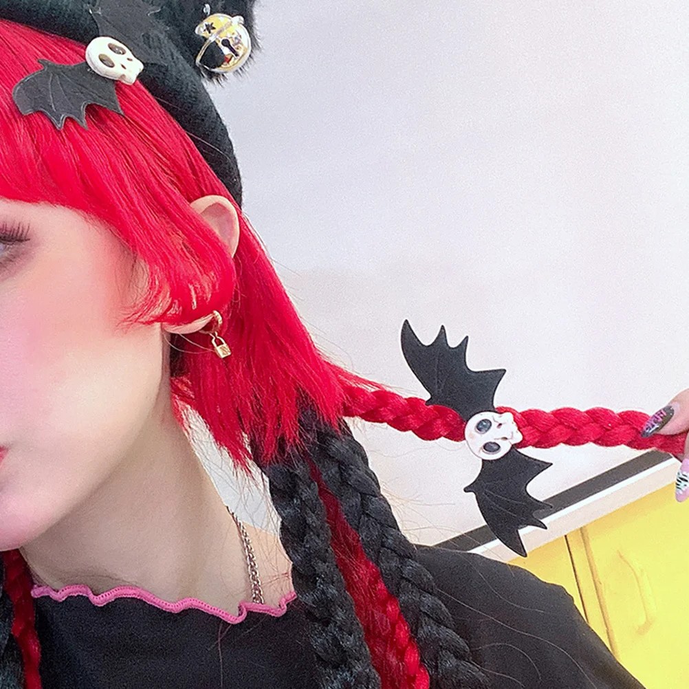 

4pcs Skull Scrunchies Halloween Bat Ties For Soft Elastic Hair Bands Long Lasting Hair Rope Accessories